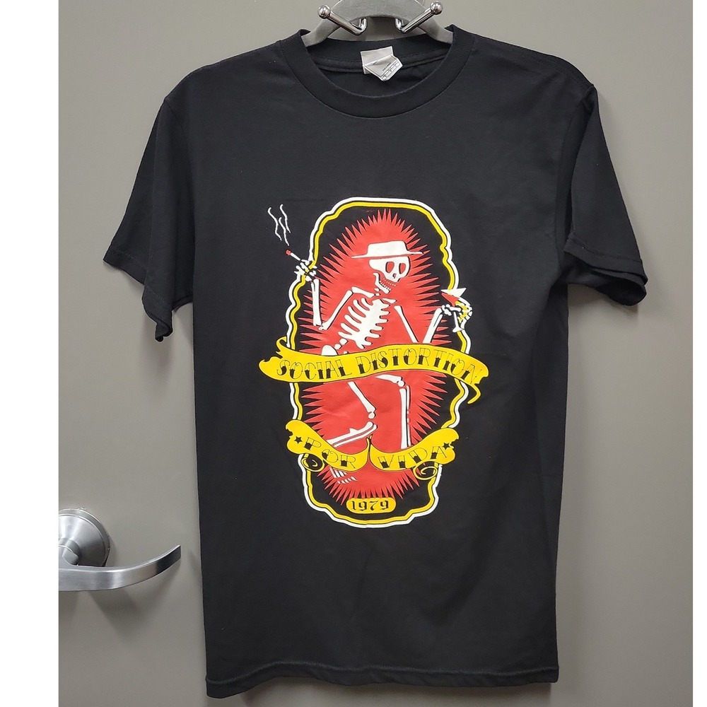 Social Distortion Por Vida 1979 Skeleton Graphic T-Shirt Mens Small Black Punk